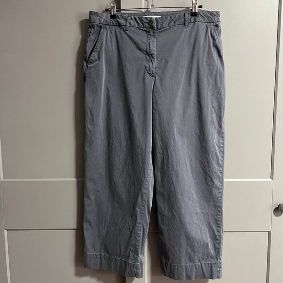 Elizabeth And James Crop Wide Leg Pants Casual Relaxed Blue 16 Preppy Academia - Picture 1 of 8